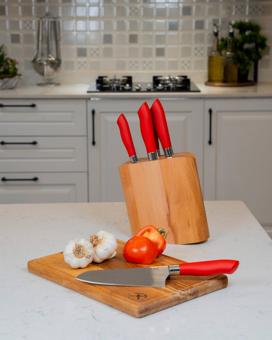Lüx 6 Parça Mutfak Bıçak Seti Kırmızı