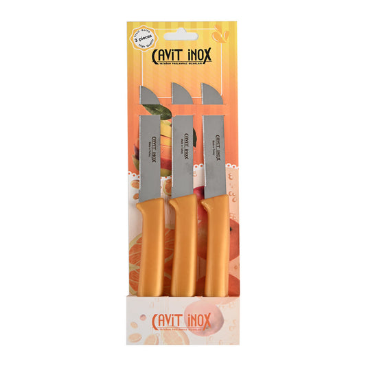 Serrated Yellow Fruit Knife Set of 3