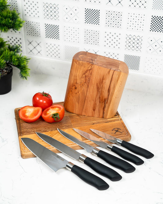 Lux 6 Piece Kitchen Knife Set Black 
