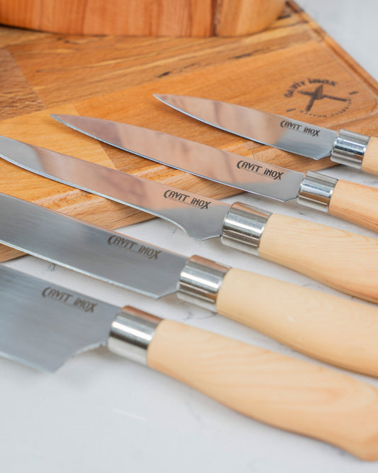 Luxury 6 Piece Kitchen Knife Set Wood Pattern 