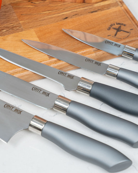 Lux 6 Piece Kitchen Knife Set Gray 