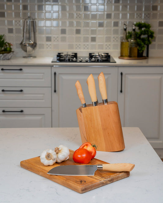 Luxuriöses 6-teiliges Küchenmesserset mit Holzmuster 