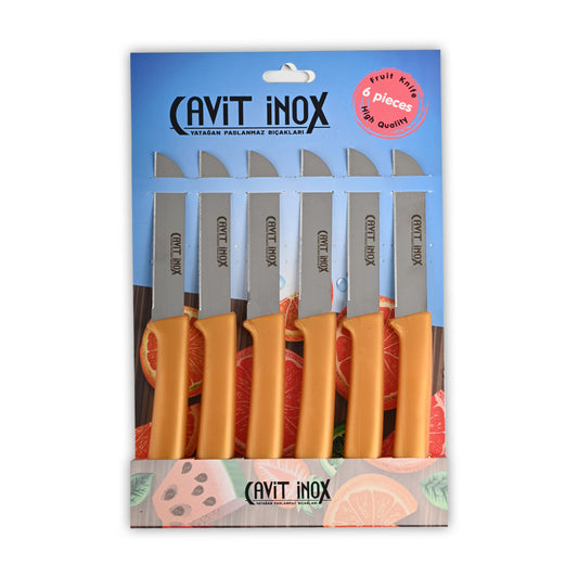 Serrated Yellow Fruit Knife Set of 6