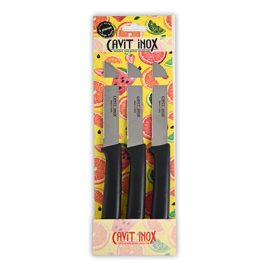 Serrated Black Fruit Knife Set of 3