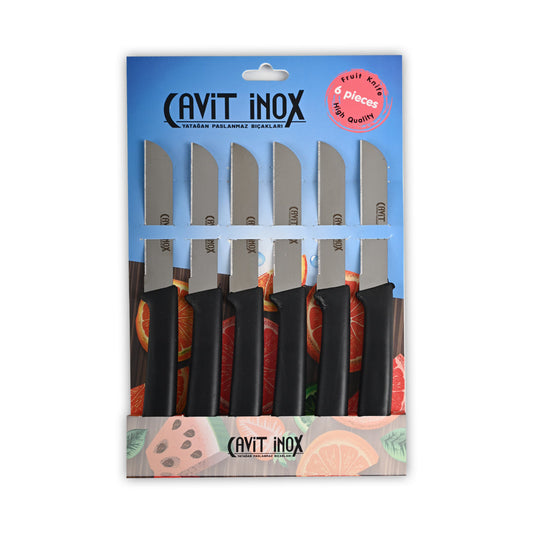 Serrated Black Fruit Knife Set of 6